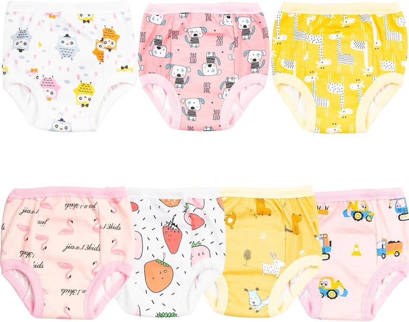 Beauenty 7PCS Baby Potty Training Underwear - Breathable Cotton Training Pants for Toddlers (Girl, L) - Image 1